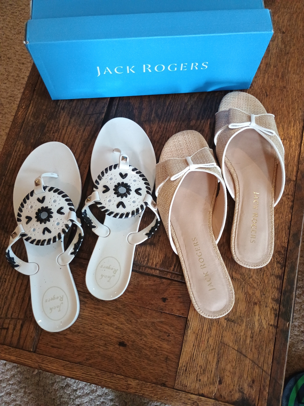 Jack Rogers Women’s White and Natural Sandal Collection